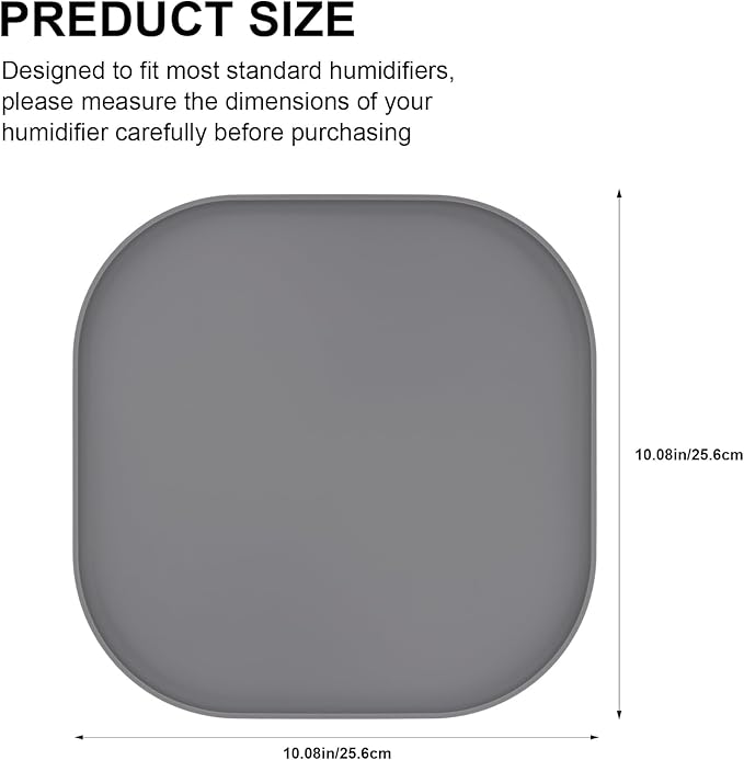 Silicone Humidifiers Drip Tray for LEVOIT, Dreo, ASAKUKI, Homvana Humidifiers, 10''x10'' Non-Slip & Leak-Proof Silicone Mat, Prevent Water Leakage and Protect Floor Surface (Grey)