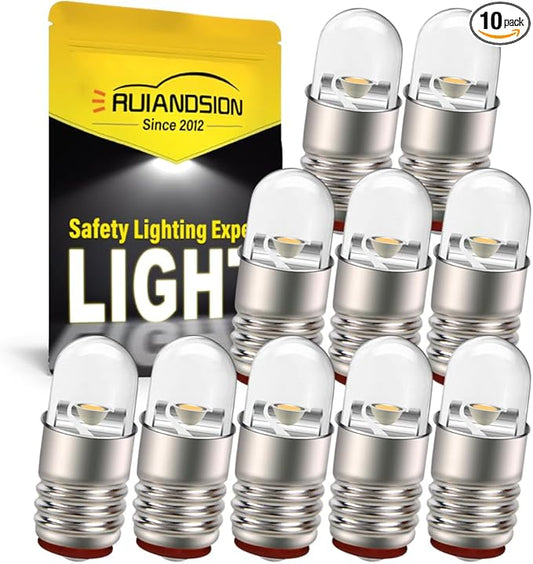 Ruiandsion E5 LED Bulb 5V 6V Warm White E5 E5.5 Screw Base LED Bulb Upgrade for Modle Train Lights(Pack of 10)