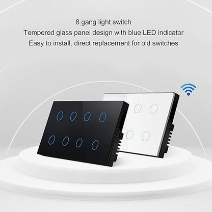 Smart Light Switch 8 Gang Panel Compatible AC100-240V Smart Home Automation