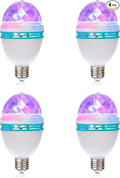 TRENDBOX 4 Pack E27 3W LED Full Color Rotating Auto Crystal Ball Bulb AC 85-260V Mini Party Light Lamp Energy Saving Disco DJ