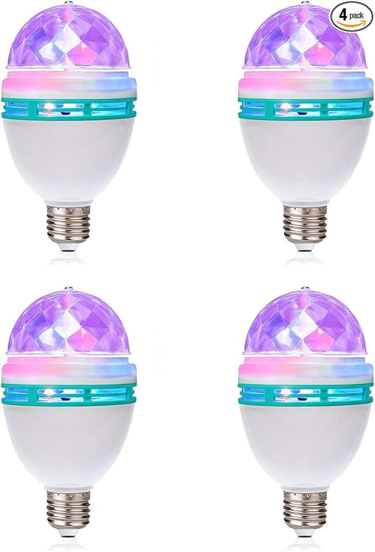 TRENDBOX 4 Pack E27 3W LED Full Color Rotating Auto Crystal Ball Bulb AC 85-260V Mini Party Light Lamp Energy Saving Disco DJ