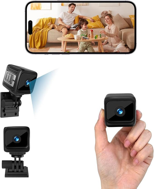 Mini Security Camera, 1080p HD Wireless Indoor Cam with 6-Hour Battery & No WiFi Needed for Recording, AI Motion Detection Night Vision for Home, Office Monitoring, Black (NOT a 4G LTE Camera)