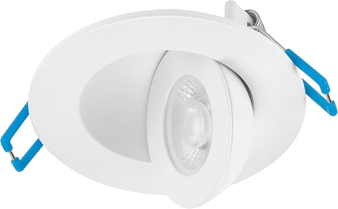 Maxxima 2 in. Rotatable Ultra-Thin Recessed LED Floating Gimbal Downlight, 400 Lumens, 5 CCT Selectable 2700K/3000K/3500K/4000K/5000K, Dimmable, 90 CRI, IC Rated, Canless, Junction Box Included