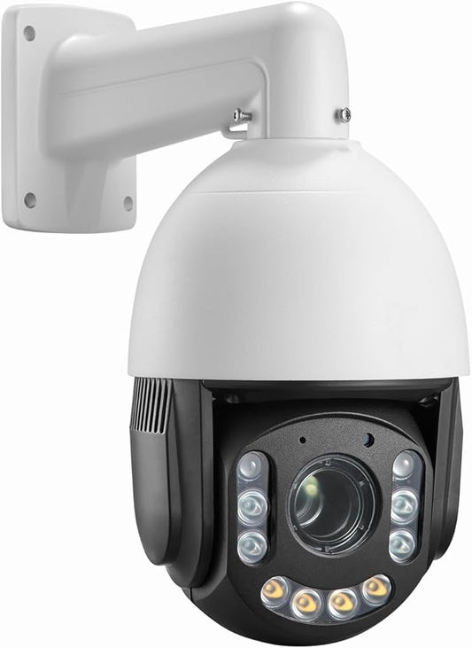 4K30fps 8MP Outdoor PTZ IP POE Auto Tracking Dome Camera Pan Tilt 20x Optical & Human Vehicle Detection,ONVIF IP Wired Camera IR & Floodlight Color night Vision, Preset ,2-Way Audio,24/7 Recording