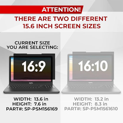 SightPro Magnetic Laptop Privacy Screen 15.6 Inch 16:9 - Patented Removable Laptop Privacy Filter Shield and Protector