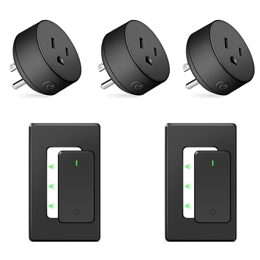NineLeaf Remote Switch Outlet,Wireless Control Outlet Plug with Switch | 2 Remotes 3 Outlets, 15A/1500W LED, Wireless On/Off Light Switches Wall Mounted,TUV List,No Wiring Needed,500ft RF,Black