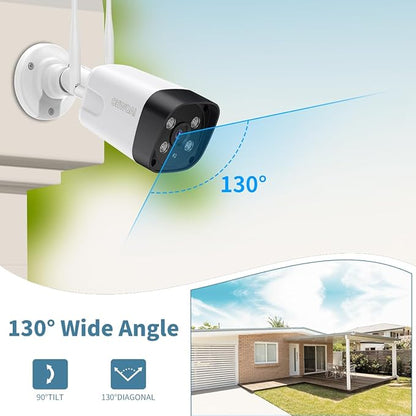 《2-Way Audio & 130°Wide Angle》Wireless Security Camera System Outdoor with 4-Antenna NVR, WiFi Cameras for Home Video Surveillance Systems