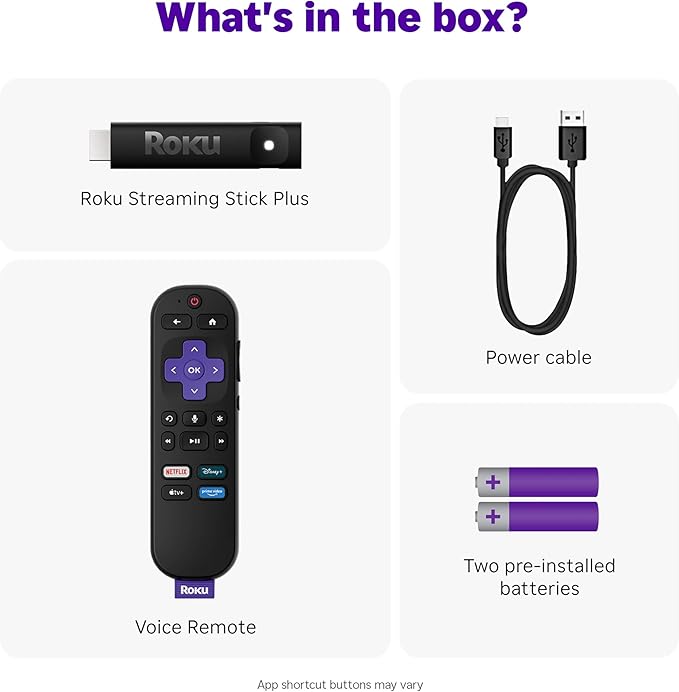 Roku Streaming Stick Plus - 4K & HDR Roku Streaming Device for TV with Voice Remote - Free & Live TV