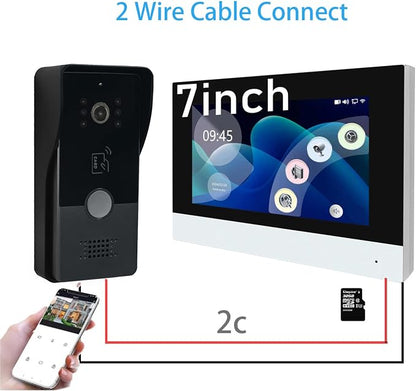 2 Wired Video Intercom System with 1080P Camera 7 Inch Touch Screen Monitor,WiFi Video Door Phone Kit,Motion Detect, 3 in 1 Remote Unlock,Tuya 32G
