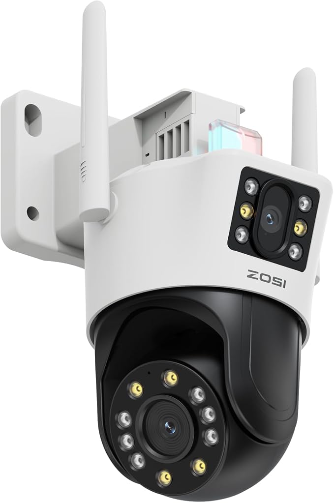 ZOSI C298 4MP PT Camera Outdoor, Dual-Lens (2 x 2MP) Wired WiFi Camera