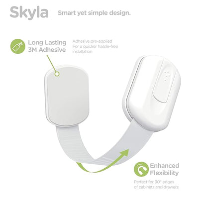 SKYLA HOMES Child Safety Cabinet Locks, White, 12 Pack | ABS and TPE adhesive latches for cabinets, drawers, ovens and toilet seats; no screws or magnets needed