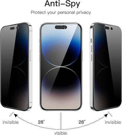 JETech Privacy Full Coverage Screen Protector for iPhone 14 Pro 6.1-Inch, Anti-Spy Tempered Glass Film, Edge to Edge Protection Case-Friendly, 2-Pack