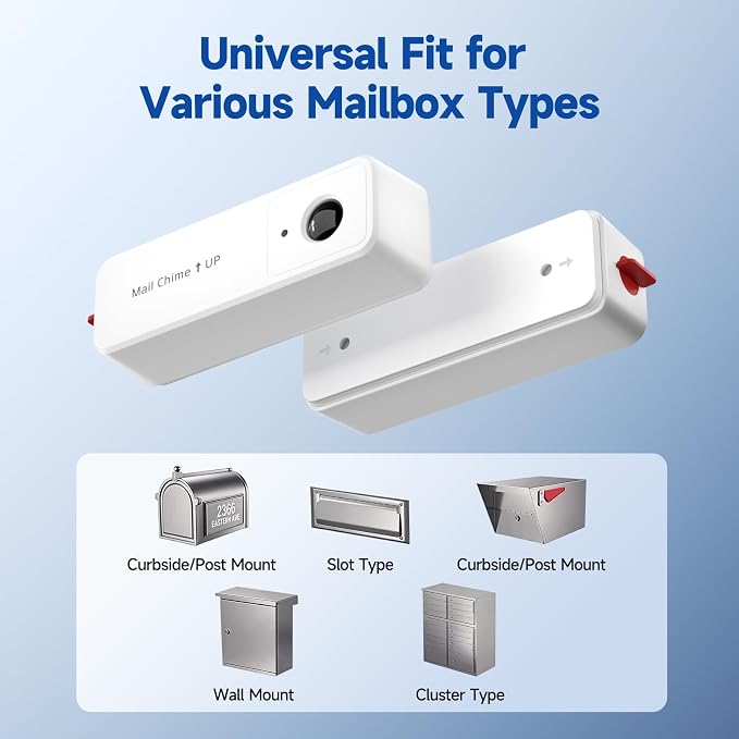 WiFi Mailbox Chime with Wireless, Smart Mailbox Alarm Sensor for Delivered