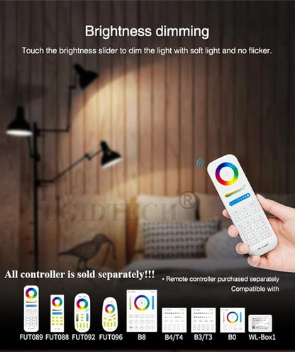 LGIDTECH FUT108 4W E14 LED 2.4GHz Candle Light Bulb AC100-240V RGB+CCT Color and Temperature Changeable,Memory Function.Smartphone APP Control via Gateway(Excluded)