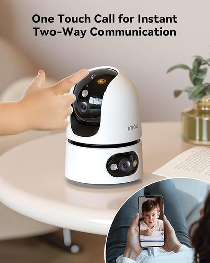 Imou 8MP Security Camera Indoor, Dual-Len 360°Pan-Tilt Baby Monitor Pet Camera for Home Security, 2.4/5GHz WiFi, Work with Alexa & Google Home, Color Night Vision, Human/Pet Detection, No Monthly Fees