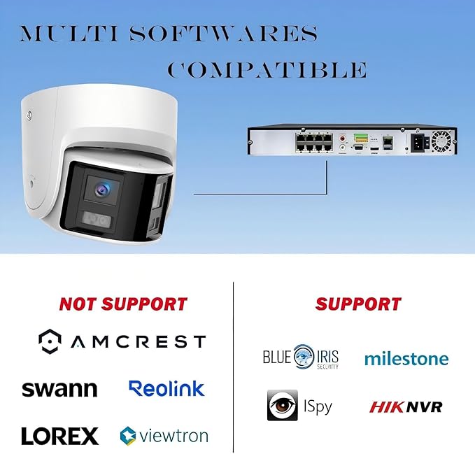 Acusense 8MP Dual Lens PoE IP Camera Outdoor Work with Ⲏіkconnect/ iVMS4200/ Guarding Vision, 180 Degree Panoramic Wide Angle, Smart IR & White Light Night Vision, Metal Casing IP Ethernet Cameras