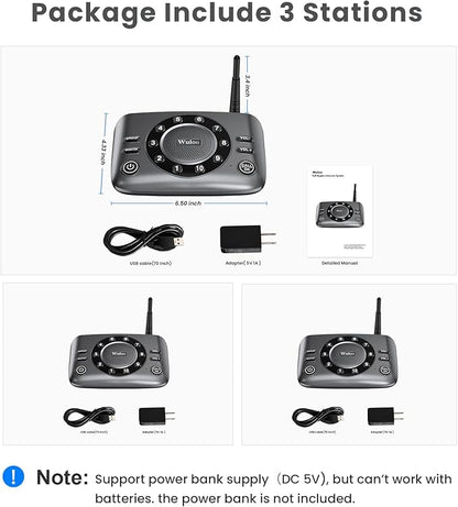 Hands-Free Two Way Intercoms Wireless for Home Business, Wuloo Upgrade Audio Intercom System for Elderly, Full Duplex Room to Room Intercom with 5280 ft Range Clear Sound Anti-Interference, 3-Pack
