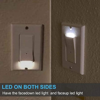 2 Pack Illuminated 3 Way Light Switch, Three Way Paddle Rocker Light Switch with LED Night Light, Automatic On/Off Sensor, 15Amp 120/277Volt, White