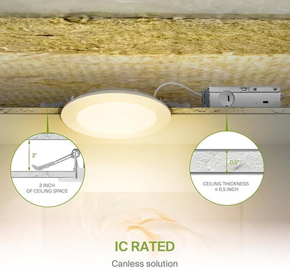 ASD 6 Pack LED Smart Recessed Lighting 6 Inch 15W, RGBW Color Changing Lights, Compatible with Alexa & Google Assistant, Dimmable 2700K-6500K Selectable RGB Lights, WiFi Bluetooth Ceiling Light, ETL