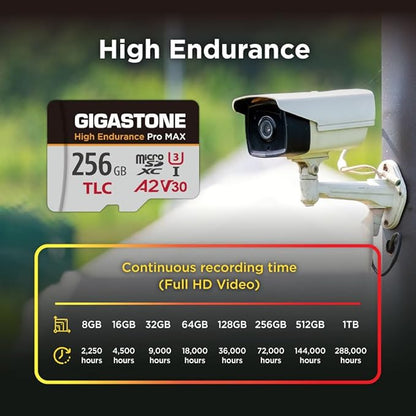 【5 Yrs Free Data Recovery】【Dash Cam】 GIGASTONE 256GB Micro SD Card, TLC High Endurance Pro MAX, Speed Up to 160MB/s, Compatible with REDTIGER Rove VIOFO VANTRUE PRUVEEO, MicroSDXC UHS-I A2 V30 U3