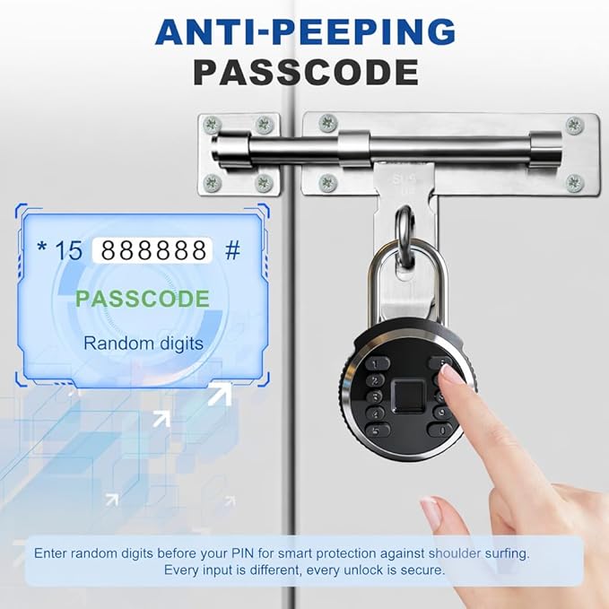 Fingerprint Padlock, Biometric Smart Lock Keyless IP67 Water-Resistant Gym Locker Lock, Rechargeable Fingerprint Lock for Gym, Fence, Storage, Outdoor and Indoor Security