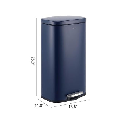 happimess Curtis 8 Gal Step Trash Can Soft Close 25", Denim Blue