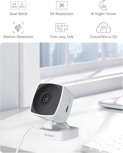 blurams 2.4G/5G Cameras for Home Security, 2K Pet Camera Indoor with Phone App, Window Security Camera w/Motion Detection, 2-Way Talk, IR Night Vision