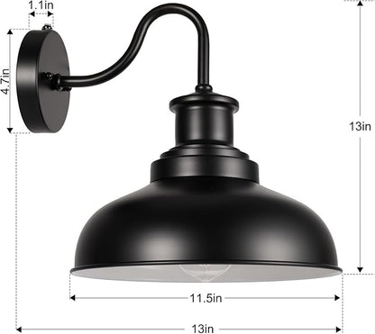 Dusk to Dawn Outdoor Barn Light Outdoor Wall Sconce Farmhouse Exterior Wall Mount Light Vintage Outside Wall Lighting Fixture Industrial Black White Lantern for Porch Garage Patio,1 Pack