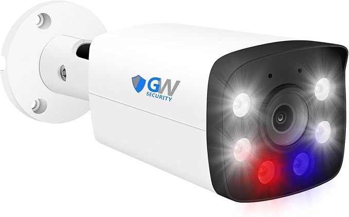 GW Security Full-Time Color Night Vision Two-Way Audio 4K 8MP Outdoor/Indoor Wide Angle PoE IP Bullet Security Camera (GW802402T)