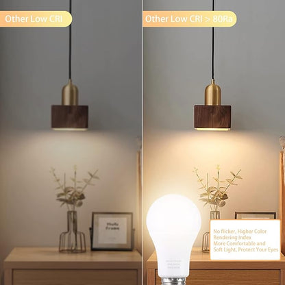 A19 LED Light Bulbs with Remote Control, 800LM 9W (60W Equivalent) Bulbs,Stepless Dimmable 3000K-6000K,E26 Base,CRI 80+,2.4GHz,25000+ Hours Lifespan,Light Bulb for Home Decor,3Bulb & 1Remote