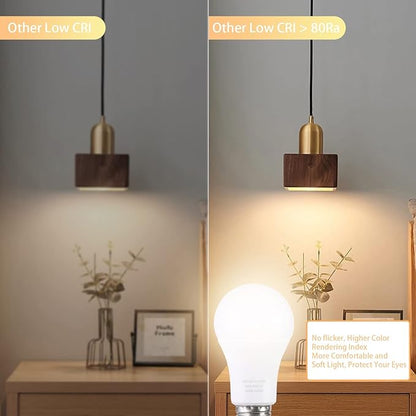 A19 LED Light Bulbs with Remote Control, 800LM 9W, 60W Equivalent LED Bulbs,Stepless Dimmable 3000K-6000K,E26 Base,CRI 80+,2.4GHz,25000+ Hours Lifespan,Light Bulb for Home Decor,2Bulb&2Remote