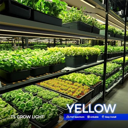 Barrina T5 Plant Lights, 4FT 160W (8 X 20W), Yellow, 8 Packs, Black Cover