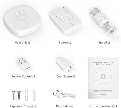 Home Security System 9-Piece Work with Alexa & Google No Monthly Fees,WiFi+4G Mobile App Control with Instant Alerts and Auto Alarm Dial,Door/Window Sensors+Motion Detectors+Remote,24/7 Monitoring
