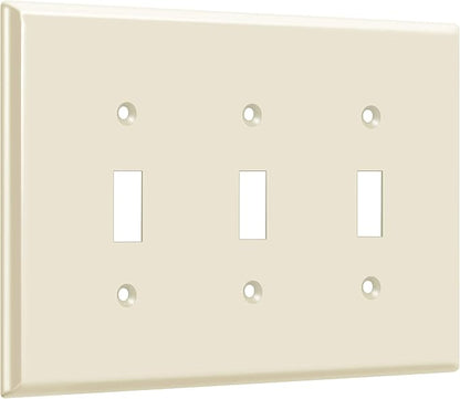 ENERLITES Triple Light Switch Wall Plate, Toggle Switch Plate, Gloss Finish, 3-Gang Mid-Size 4.88" x 6.77", Unbreakable Polycarbonate Thermoplastic, UL Listed, 8813M-LA, Light Almond