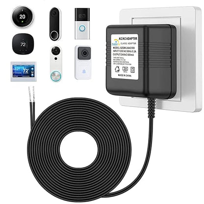 24V Doorbell Thermostats Transformer Compatible with Nest Honeywell Ecobee Sensis All Versions of Ring Video Doorbells Power Adapter (26FT Black, 12.0, Watts)