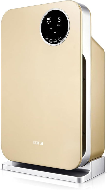 Air Purifier for Home - Smart WiFi App - Ultra Quiet 20 dB - Removes Allergens, Smoke & Odors - 99.97% Particle Filtration - Up to 1237 ft² - Klarta Forste Gold
