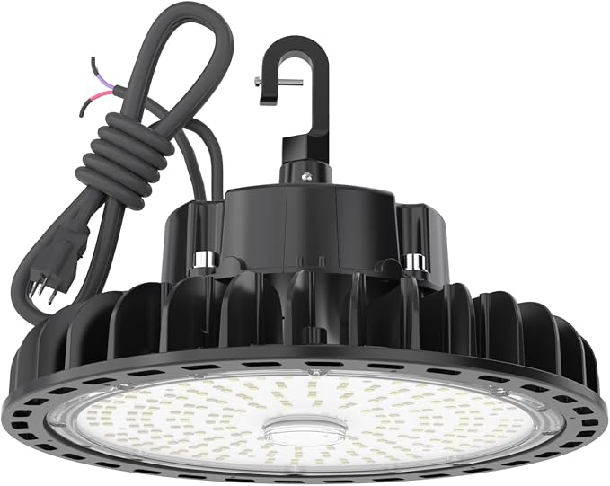 HYPERLITE UFO LED High Bay Light: 100W 14,500LM (145LM/W) 1-10V Dimmable, UL Listed 4000K High Bay LED Light for Factory Work Shop Garage, Alternative to 450W MH/HPS, 5-Year WNTY