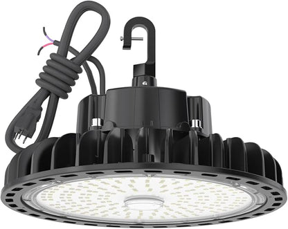 HYPERLITE UFO LED High Bay Light: 100W 14,500LM (145LM/W) 1-10V Dimmable, UL Listed 4000K High Bay LED Light for Factory Work Shop Garage, Alternative to 450W MH/HPS, 5-Year WNTY
