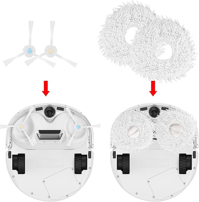 Replacement Accessories Compatible with Robot Sweeping Narwal T10,Microfiber X2 Filters X4 Side Brushes X4 Mop Cloth X1 Brush