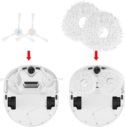 Replacement Accessories Compatible with Robot Sweeping Narwal T10,Microfiber X2 Filters X4 Side Brushes X4 Mop Cloth X1 Brush