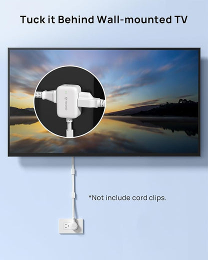 TROND Rotating Flat Plug Extension Cord Surge Protector 15ft, 3 AC, White