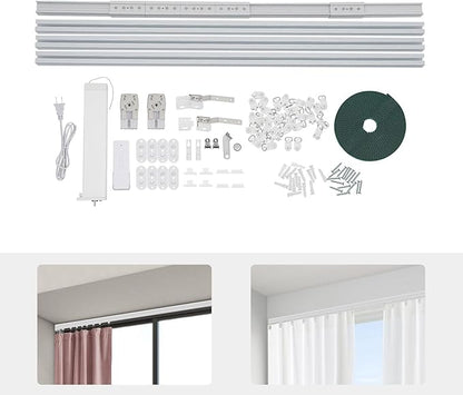 Electric Curtain Track with Remote Control, Motorized Curtain Track System, App & Voice Control, Compatible with Alexa and Google Home for Ceiling and Wall Mounta