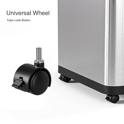 ELLO&ALLO 8 Gallon Touchless Motion Sensor Kitchen Trash Can with Roll Up Lid, Wheels, Brushed Stainless Steel