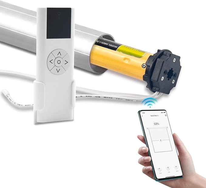 Rollerhouse AM25MEL Smart WiFi Blinds Motor for 1.5''/38mm Tubes - Tuya App Control, Alexa/Google Home, No Hub Needed - Works with Zebra/Roman/Roller Shades - 110-240V AC Plug-in, Ultra Quiet (30dB)