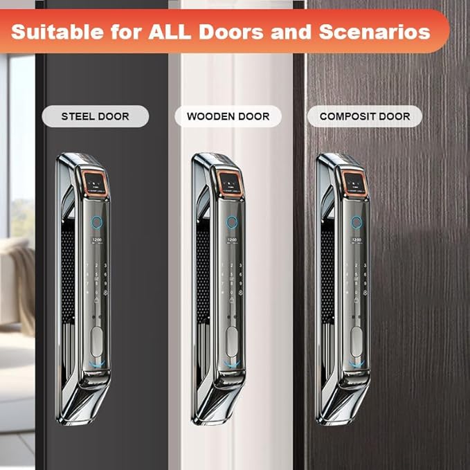 Smart Door Lock with Camera, 3D Face Recognition, Keyless Entry Palm, Face, Fingerprint, Passcode, IC Card, Video Doorbell, Intercom, JLINK App, Touchscreen Keypad, Front Door Lock, Home Security