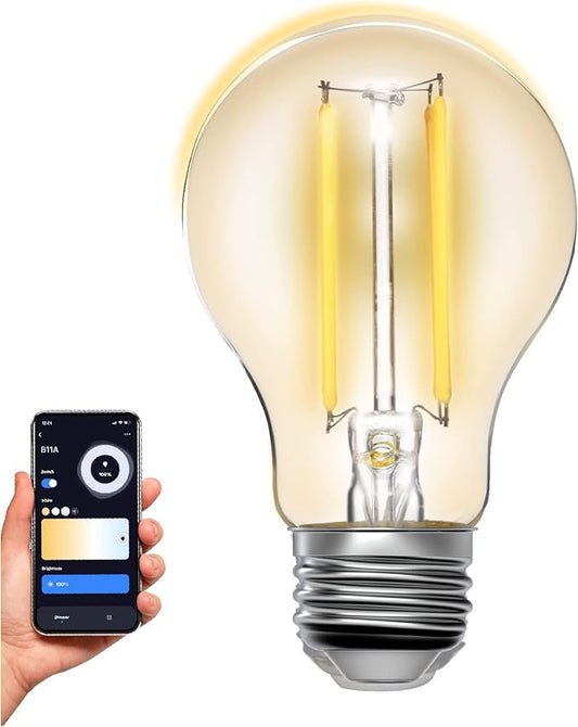 RCA Smart Light Bulbs, WiFi LED Light Bulb, Tunable Dimmable A19 Amber LED Bulbs, 8W 60W Equiv, 720 Lumens, Alexa & Google Compat, Vintage LED Lights for Bedroom, Smart Home APP, No Hub Req (2)
