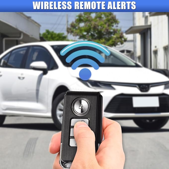 Car Anti-Theft Vibration Alarm, 108dB Auto Door Security Anti Theft Device with Red Light, Wireless Remote Car Window Alarm System, Magnetic Anti Theft Device for Motorcycle, Truck