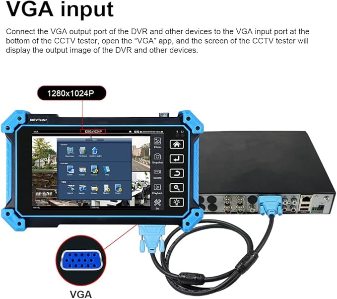 EVERSECU CCTV IP Camera Tester Monitor with Cable Tracer, 8MP AHD CVI TVI CVBS IP Camera Test 4K HD Display Video Monitor 5inch IPS Touch Screen IPC Tester with POE PTZ WiFi RS485 HDMI & VGA Input