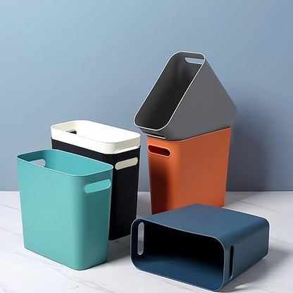 Small Orange Trash Can Wastebasket, Plastic Garbage Can Waste Basket for Narrow Spaces Bathrooms Laundry Room Kitchens Offices Kids Rooms, 1.8 Gallon (Orange)