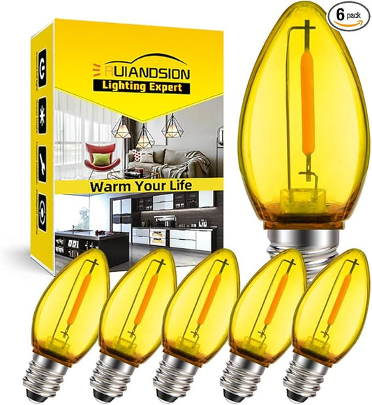 Ruiandsion E12 LED Decorative Bulb Yellow 110V E12 Screw Base for Christmas String Party Garden Window Display Lights Pack of 6